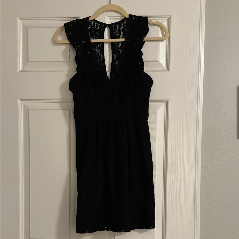 Bcbgeneration Black Ruffled Sheath Mini Dress - image 1